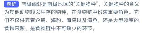 以下哪一项是南极生态系统的关键物种？